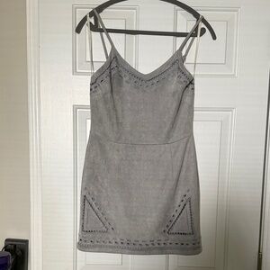 J.O.A. Gray Mini Dress with Embellished Details